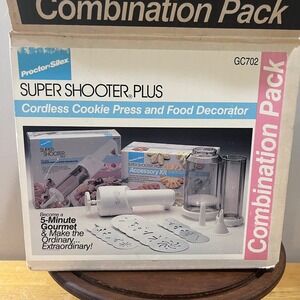 Vtg Proctor Silex Super Shooter Plus GC702 Cordless Cookie Press Combo Pack